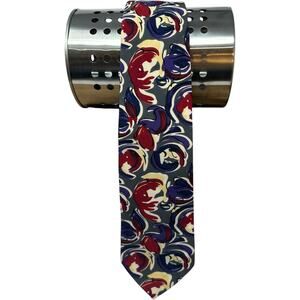 Gino Pompeii Mens Neck Tie 100% Silk Hand Made Abstract Floral Groovy 57x3.5
